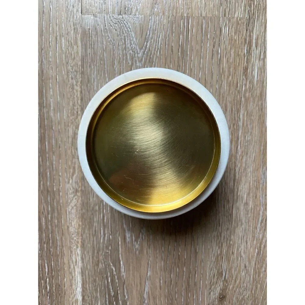 Threshold Marble Pillar Candle Holder with Gold